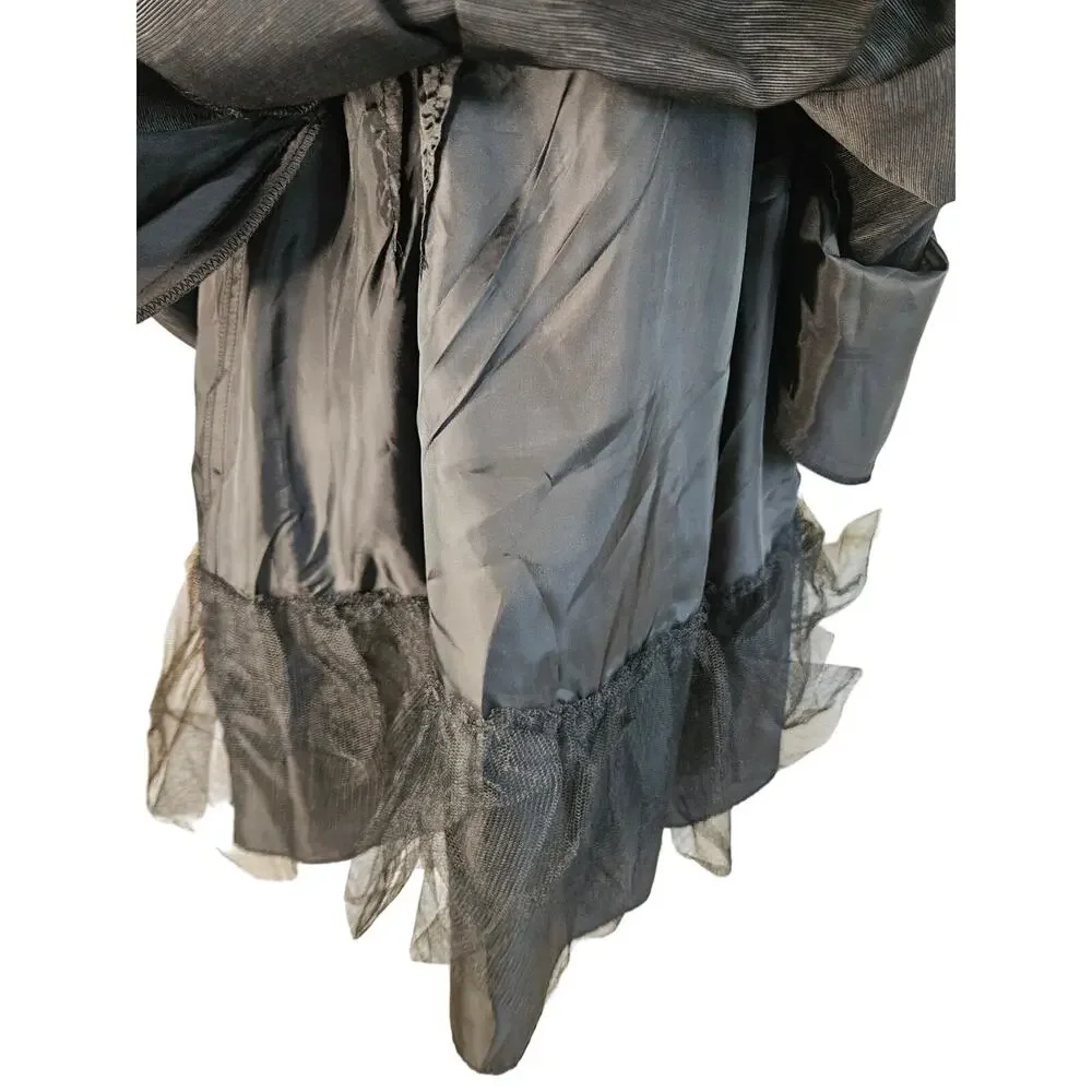 Eliza J Sz 4P Red/Blk Floral Dress Beaded Collar Lace Fit and Flare - Picture 9 of 13